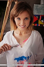 Tempe newcomer tempe strips her black lingerie as she paints her slender body.